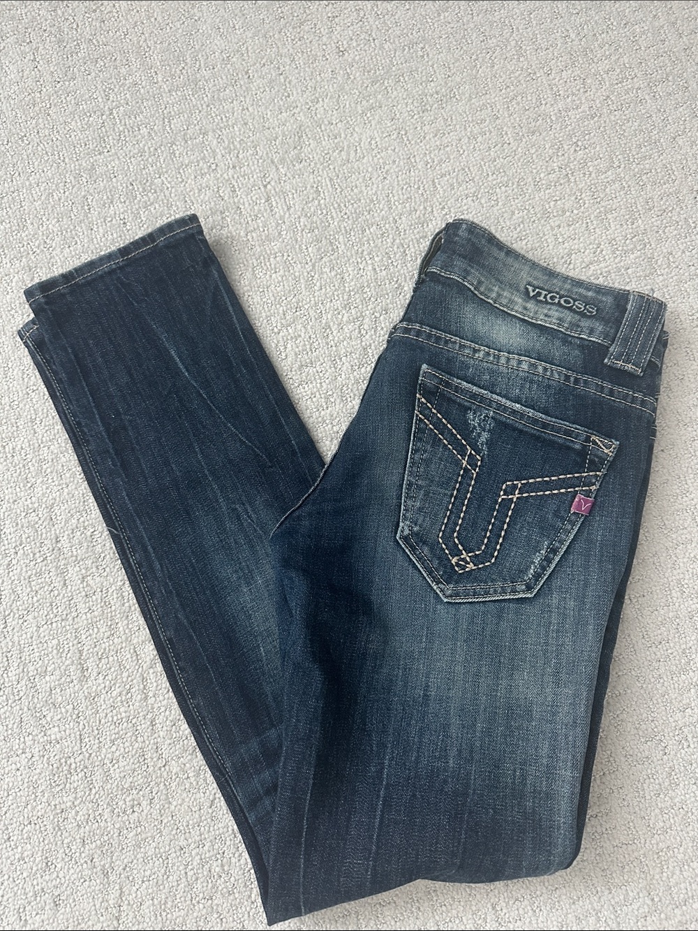 Vigoss Women's Distressed Skinny Jeans - Dark Wash
